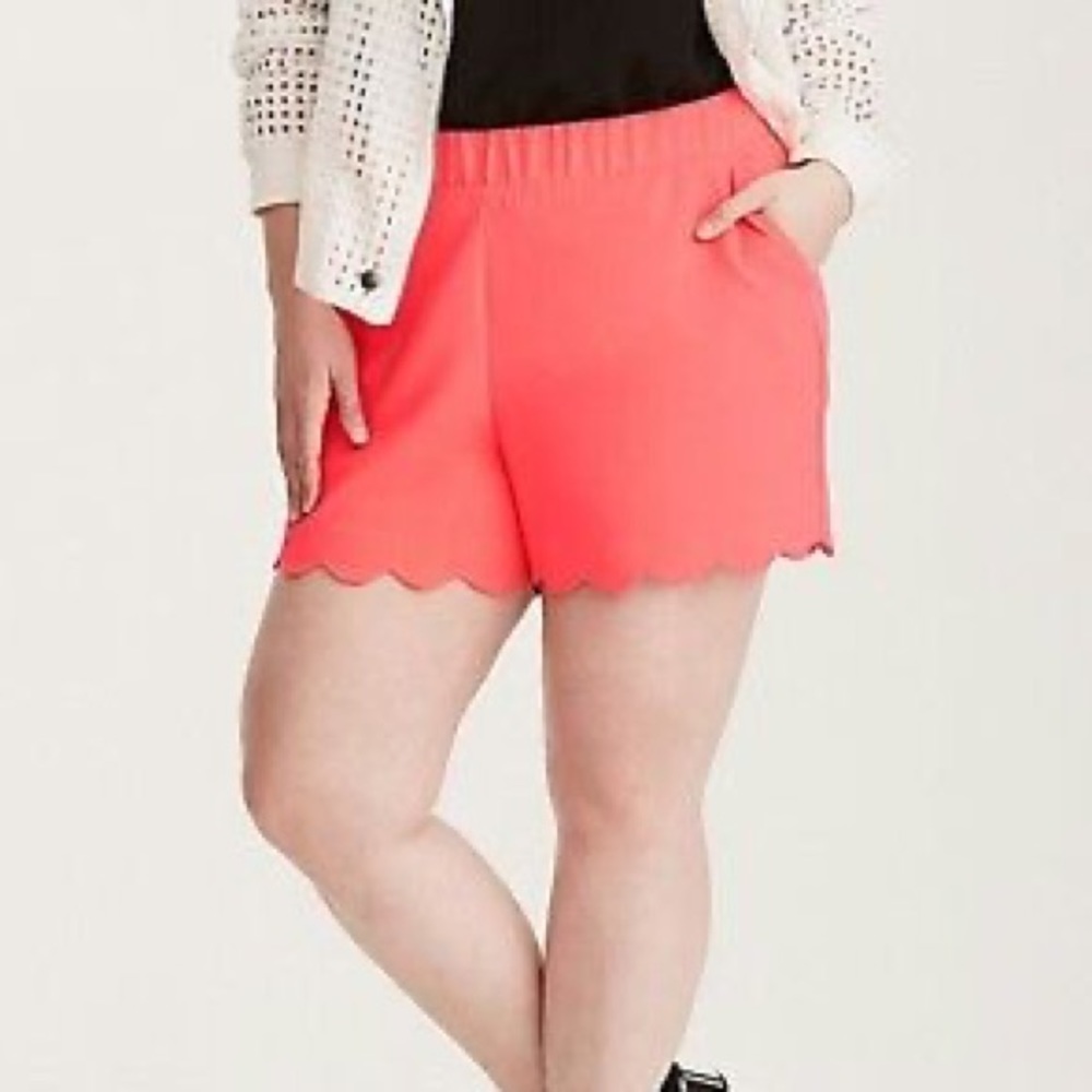 Torrid Women's Coral Scalloped Edge Shorts
